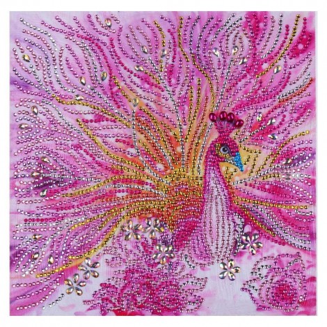 5D DIY Special Shaped Diamond Painting Pink Peafowl Cross Stitch Embroidery