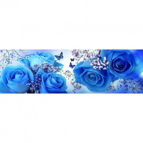 Blue Rose s - Full Round Diamond - 80x40cm