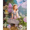 Angle Girl In Flowers - Partial Round Diamond - 30x25cm