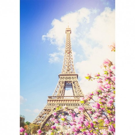 Diamond Painting Spring Eiffel Tower Full Round 5D Resin Rhinestone Picture