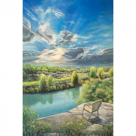 5D Diamond Painting Kits Chair on Cliff Full Round Drill Picture Handicraft