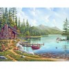 Wood House by Lake - Full Round Diamond - 50x40cm