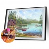 Wood House by Lake - Full Round Diamond - 50x40cm