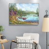 Wood House by Lake - Full Round Diamond - 50x40cm