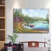 Wood House by Lake - Full Round Diamond - 50x40cm