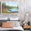 Wood House by Lake - Full Round Diamond - 50x40cm
