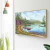 Wood House by Lake - Full Round Diamond - 50x40cm