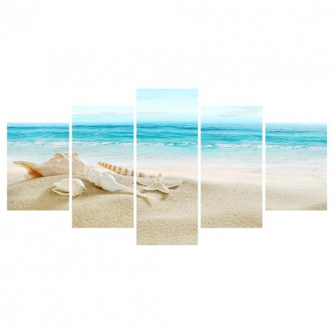 5pcs Beach - Full Round Diamond - 95x45cm