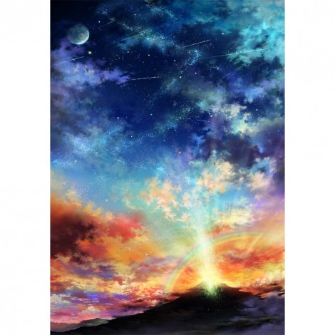 DIY Full Round Diamond Painting Sun Moon Rhinestone Wall Picture Kit Craft