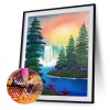 DIY Waterfall Full Drill Round Diamond Painting Bead Art Mosaic Home Decor