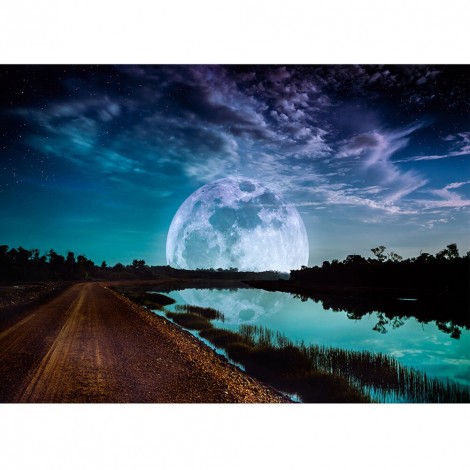DIY Moon Landscape Room Decor Full Drill Round Diamond Drawing Painting Kit