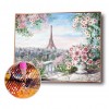 Eiffel Tower Flowers - Full Round Diamond - 40*30cm