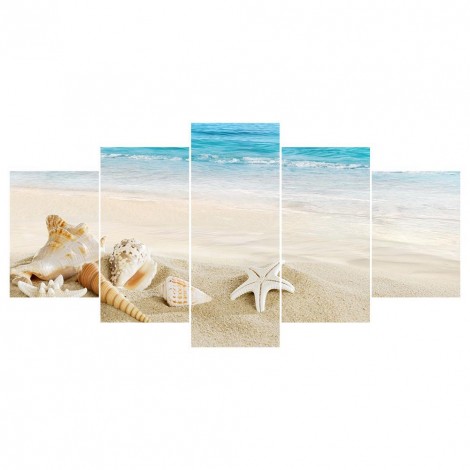 5pcs Beach - Full Round Diamond - 95x45cm
