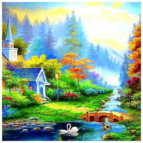 Countryside View - Full Round Diamond - 40x40cm