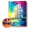 Color Sailboat - Full Round Diamond - 40x50cm