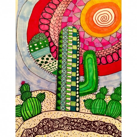 Cactus  - Full Round Diamond - 30x40cm