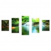 5 Panels Mountains River  - Full Round Diamond - 103x45cm