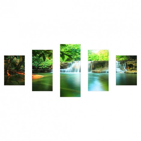 5 Panels Mountains River  - Full Round Diamond - 103x45cm
