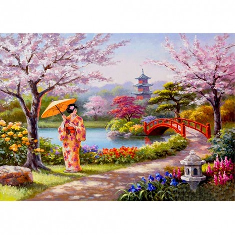 Bridge By The River - Full Round Diamond - 40*30cm