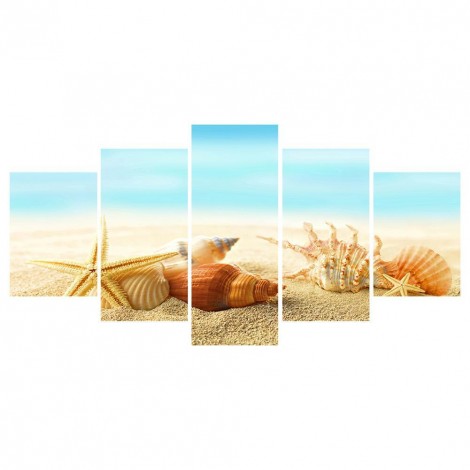 5pcs Beach - Full Round Diamond - 95x45cm