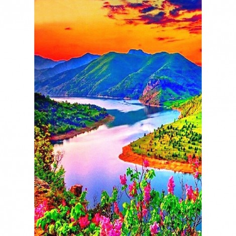 Diamond Painting Kits Purple Mountain and River Full Round Drill Handicraft