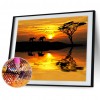 Dusk And Elephant - Full Round Diamond - 40*30cm