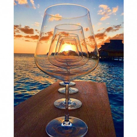 Sunset Wine Glasses - Full Round Diamond - 30x40cm