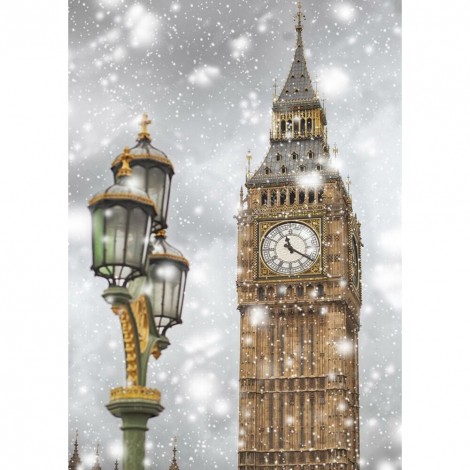 Diamond Round Full Clock Tower DIY Drill 5D Picture Painting Kit (C1615)