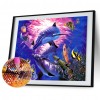 Dolphin Fish Sea Ocean - Partial Round Diamond - 30x40cm