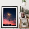 Drill Picture Mosaic Kit Full Painting 5D Moon Swing Girl Round DIY Diamond