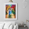Boy And Girl Walking In The Forest - Full Round Diamond - 30*40cm
