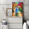 Boy And Girl Walking In The Forest - Full Round Diamond - 30*40cm