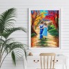 Boy And Girl Walking In The Forest - Full Round Diamond - 30*40cm