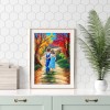 Boy And Girl Walking In The Forest - Full Round Diamond - 30*40cm