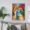 Boy And Girl Walking In The Forest - Full Round Diamond - 30*40cm