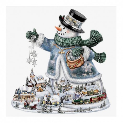 Xmas Snowman - Partial Round Diamond - 30x30cm