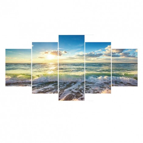 5pcs/set Beach-Full Round Diamond Painting - 95x45cm