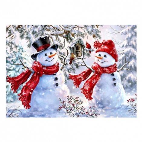 Cute Snowman - Full Round Diamond - 40x30cm