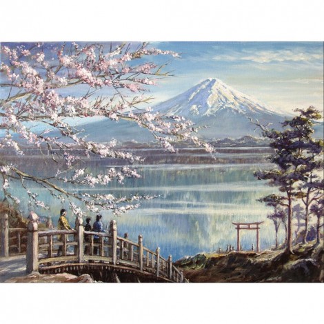 Cherry Blossoms Landscape - Full Square Diamond - 50x40cm
