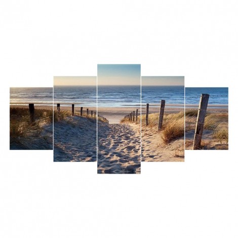 5pcs/set Beach - Full Round Diamond Painting - 95x45cm