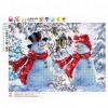 Christmas Snowman - Partial Round Diamond - 30x40cm