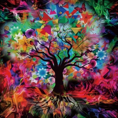 Colorful Tree - Full Round Diamond - 30x30cm