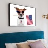 US Flag and Dog - Full Round Diamond - 40x30cm