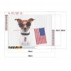 US Flag and Dog - Full Round Diamond - 40x30cm