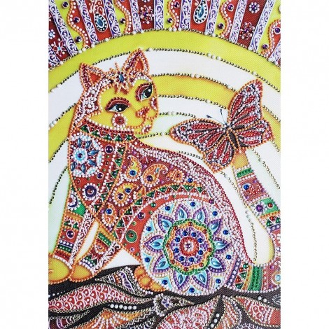 5D DIY Special Shaped Diamond Painting Animal Cross Stitch Kit (D1017 Cat)