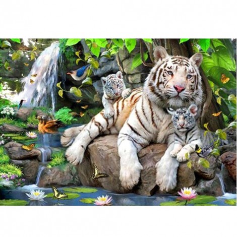 White Tiger Family   DIY Diamond Painting