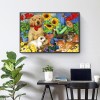5D DIY Full Round Diamond Painting Cat and Dog for