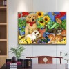 5D DIY Full Round Diamond Painting Cat and Dog for