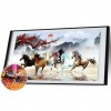 100x50cm Nine Running Horses - Full Round Diamond - 100x50cm