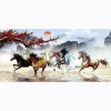 100x50cm Nine Running Horses - Full Round Diamond - 100x50cm